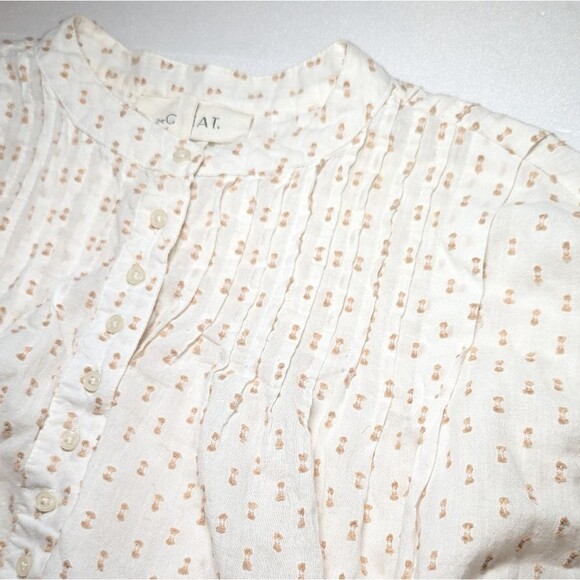 The Great. Embroidered Mock Neck White Beige Blouse - Picture 7 of 13